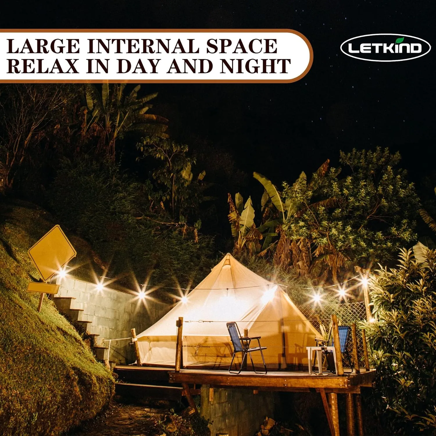 Canvas Tent Bell Tent Yurt with Stove Jack Zipped Removable Floor for Outdoor Glamping Truck Car Camping
