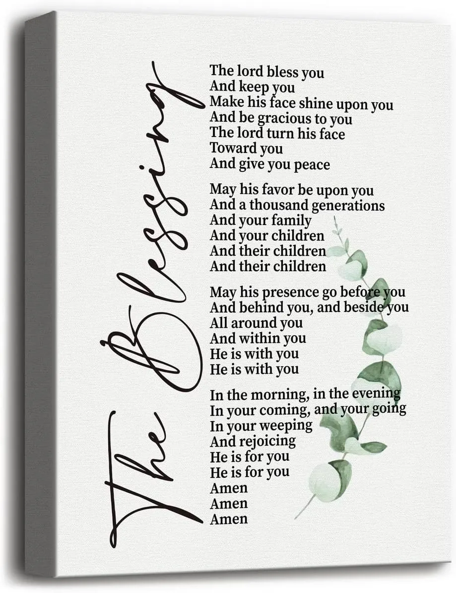 Canvas Wall Art Numbers 6:24-26, Song Lyrics Kari Jobe- The Blessing Elevation Worship Lyrics Wall Art Print, Bible Verse Inspirational Decor Wall Art, Christian Religious Scripture Wall Decor 12x15