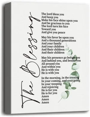 Canvas Wall Art Numbers 6:24-26, Song Lyrics Kari Jobe- The Blessing Elevation Worship Lyrics Wall Art Print, Bible Verse Inspirational Decor Wall Art, Christian Religious Scripture Wall Decor 12x15