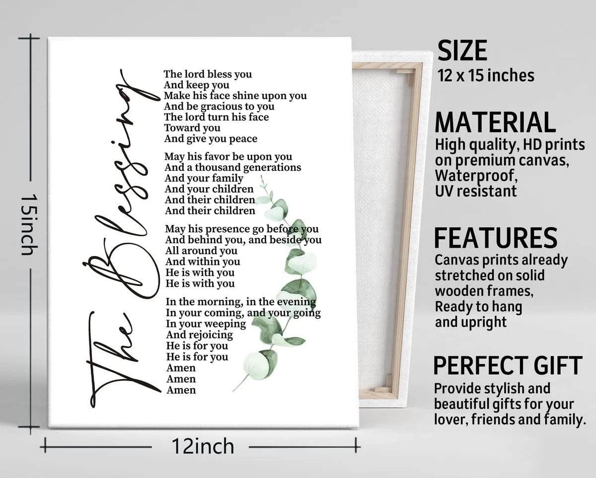 Canvas Wall Art Numbers 6:24-26, Song Lyrics Kari Jobe- The Blessing Elevation Worship Lyrics Wall Art Print, Bible Verse Inspirational Decor Wall Art, Christian Religious Scripture Wall Decor 12x15
