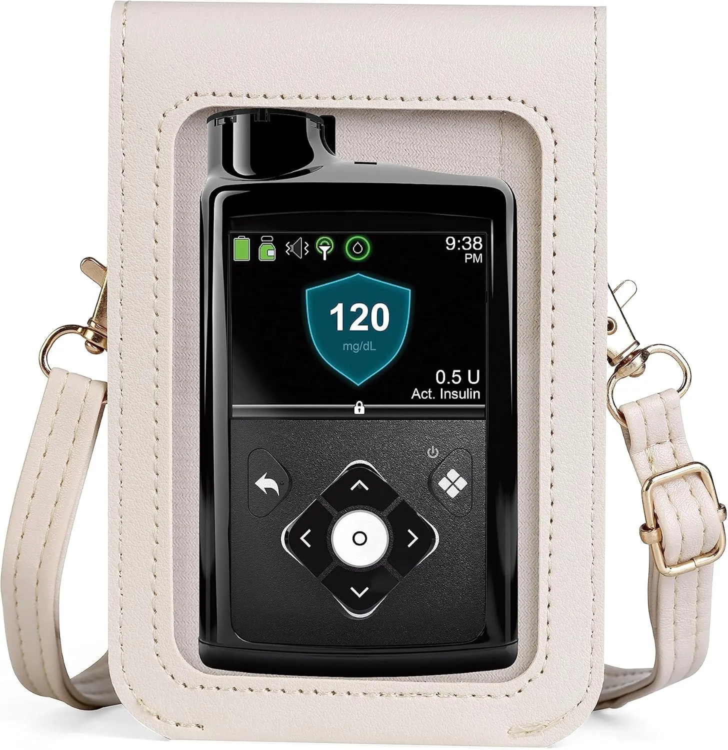Carry pouch with a transparent window and pocket for Medtronic Minimed Insulin Pump 630G/ 640G/ 670G/770G/780G (All Models) (WHITE)