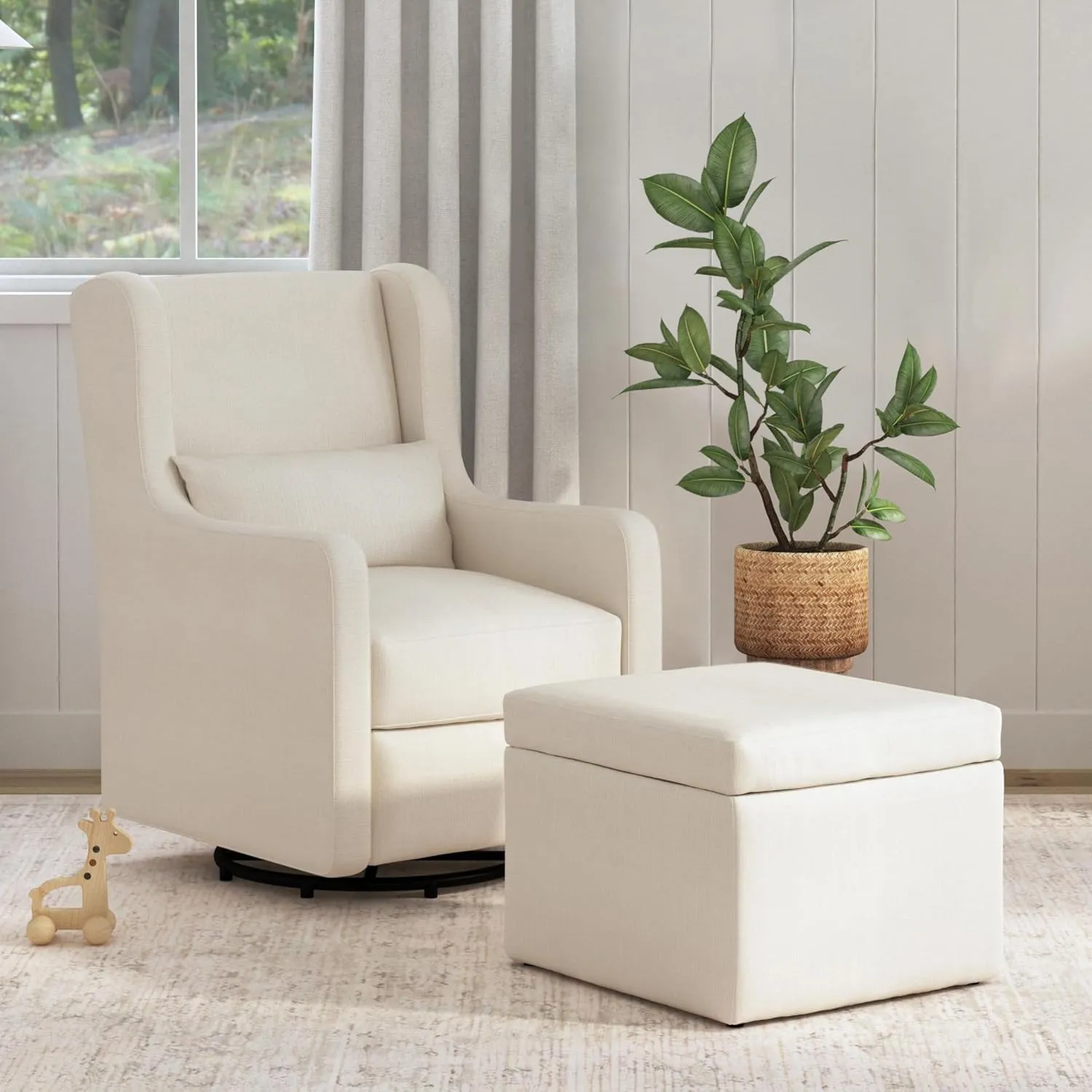 Carter's by daVinci Adrian 360° Swivel Glider Chair w/ Storage Ottoman - Water & Stain Resistant Rocking Chair Glider - GREENGUARD Gold & FSC Certified Glider Rocking Chair for Nursery & Living Room