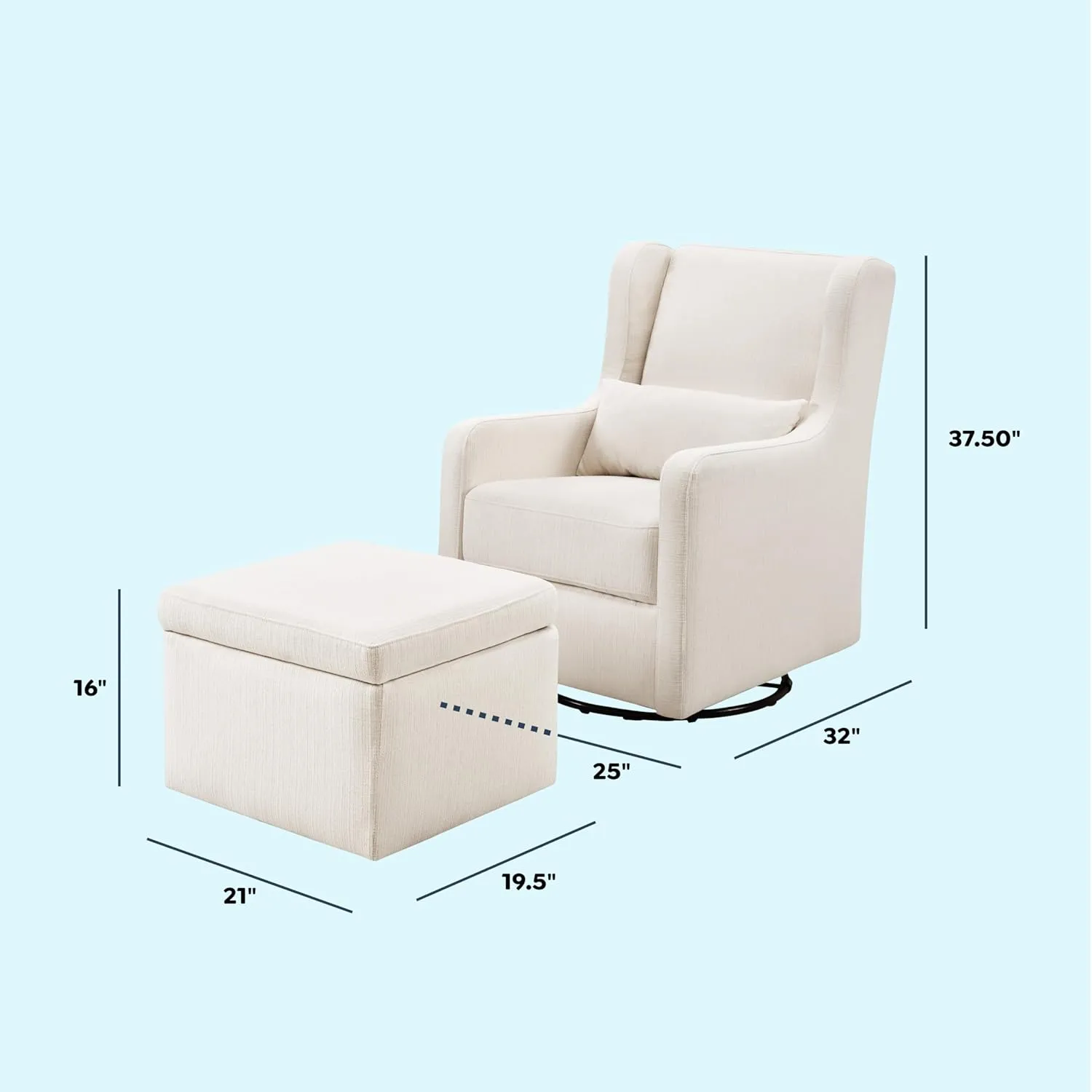 Carter's by daVinci Adrian 360° Swivel Glider Chair w/ Storage Ottoman - Water & Stain Resistant Rocking Chair Glider - GREENGUARD Gold & FSC Certified Glider Rocking Chair for Nursery & Living Room