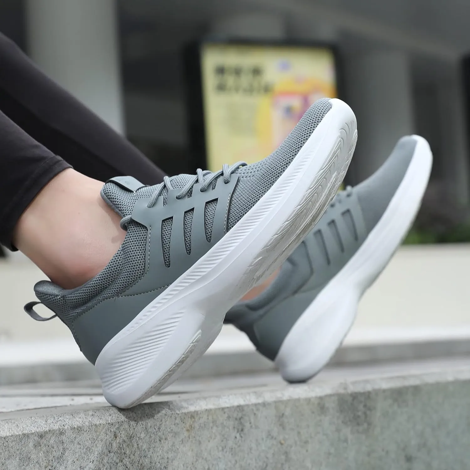 Casbeam Mens Running Shoes Comfortable Lightweight Breathable Walking Shoes Lace-up Shoes Mesh Workout Casual Sports Shoes