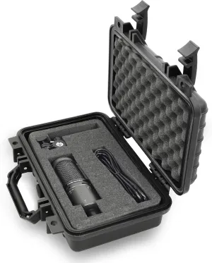 CASEMATIX Waterproof 12 Inch Microphone Travel Case with Customizable Foam Interior, Folding Handle and Padlock Rings