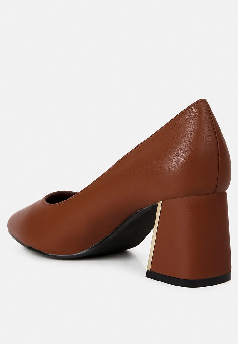 Casey Metallic Detail Block Heel Pumps By Ruw