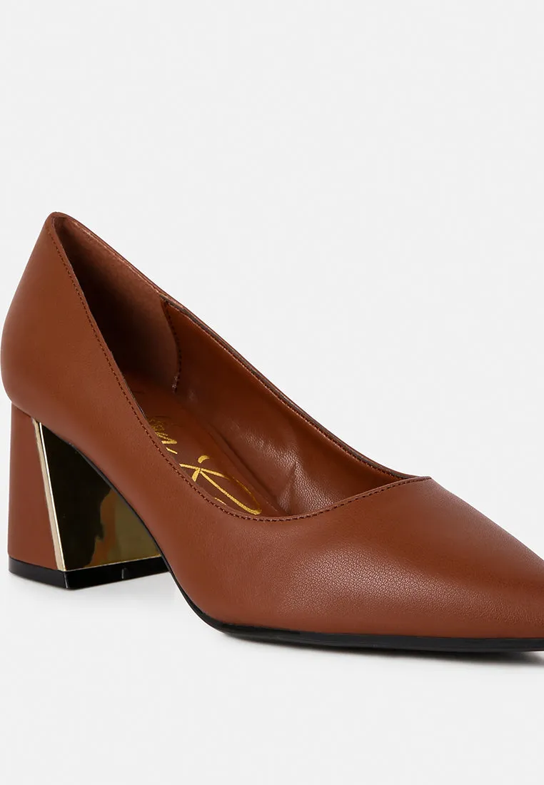Casey Metallic Detail Block Heel Pumps By Ruw