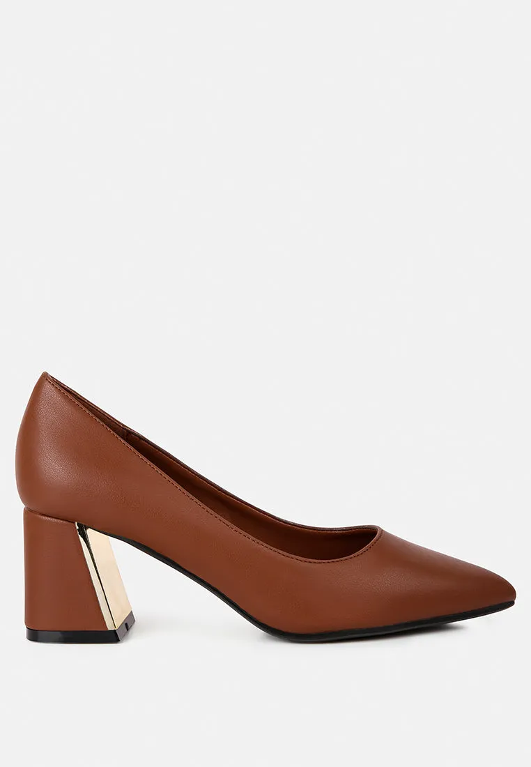 Casey Metallic Detail Block Heel Pumps By Ruw