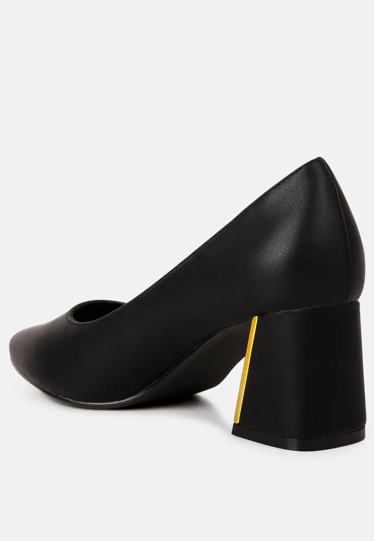 Casey Metallic Detail Block Heel Pumps By Ruw
