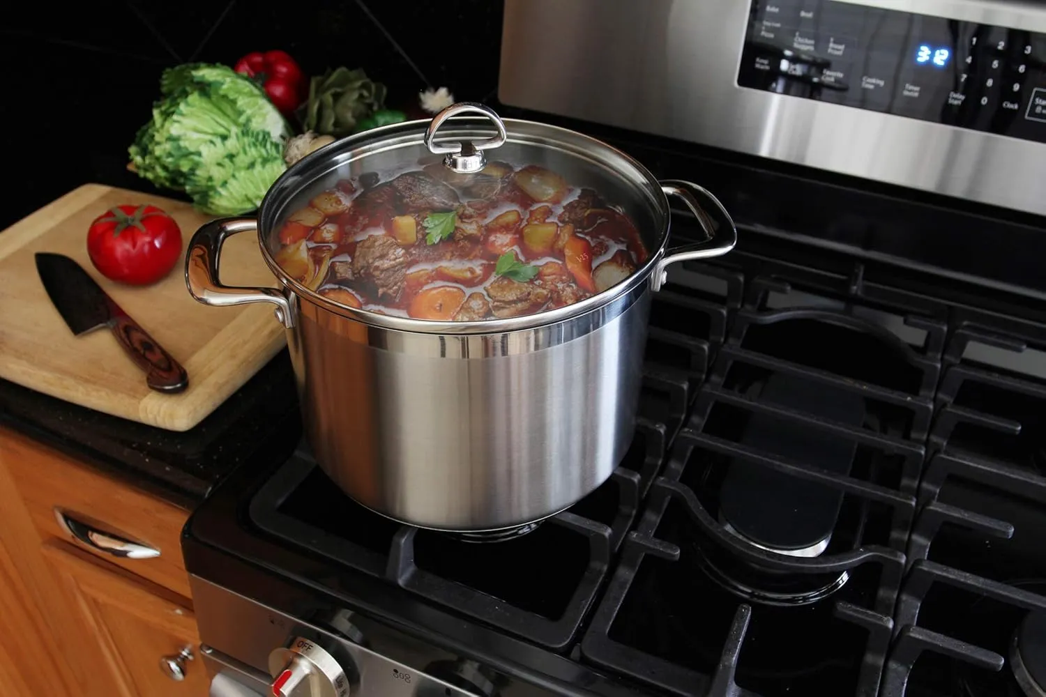Chantal SLIN33-240 Induction 21 Steel Stockpot with Glass Tempered Lid (8-Quart)