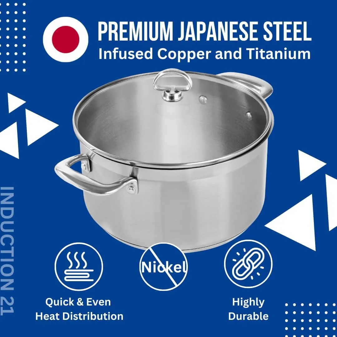 Chantal SLIN33-240 Induction 21 Steel Stockpot with Glass Tempered Lid (8-Quart)