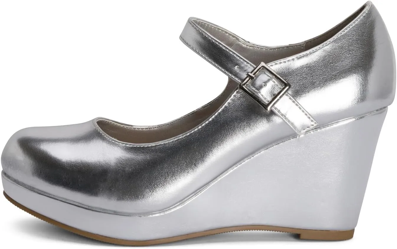 Chariot & Co: Nova - Womens Mary Jane Platform Wedge Pumps Comfort Cushion Ankle Strap Office Party Dress Shoes