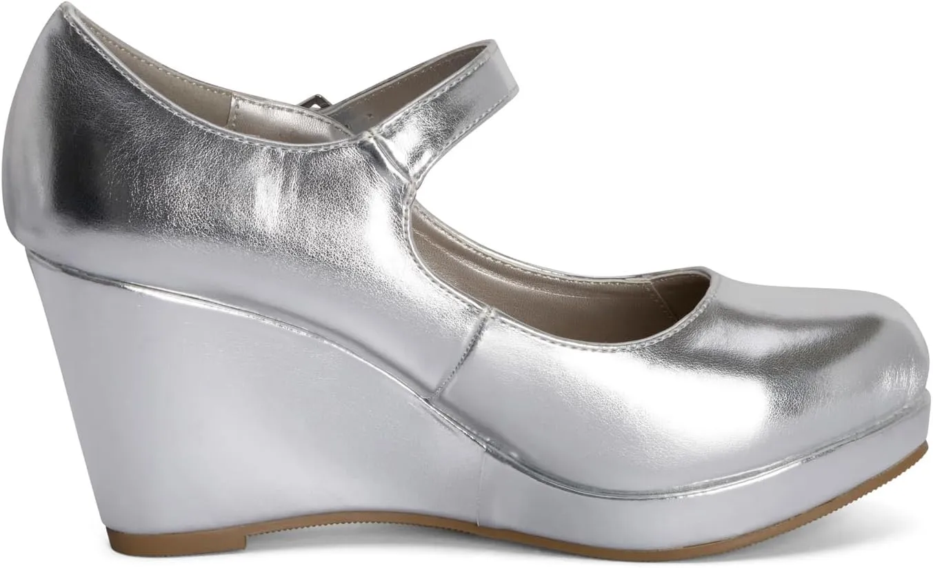Chariot & Co: Nova - Womens Mary Jane Platform Wedge Pumps Comfort Cushion Ankle Strap Office Party Dress Shoes