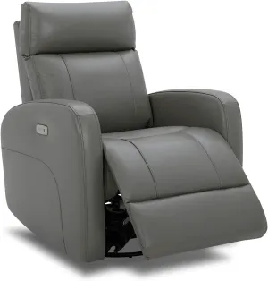 CHITA Genuine Leather Power Swivel Glider Recliner Chair for Adults, FSC Certified Electric Nursery Rocker Recliner Chair for Living Room, Haze
