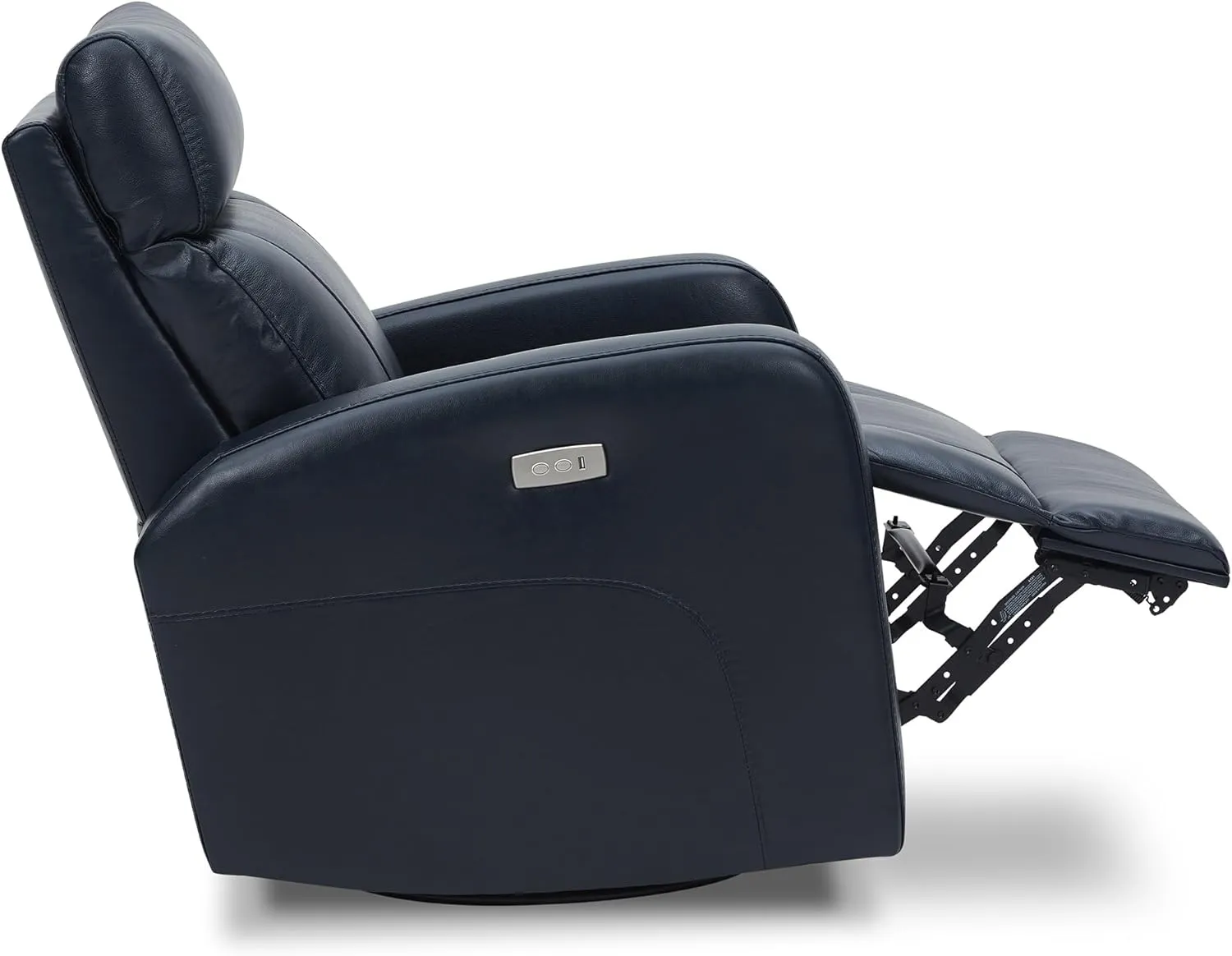 CHITA Genuine Leather Power Swivel Glider Recliner Chair for Adults, FSC Certified Electric Nursery Rocker Recliner Chair for Living Room, Navy Blue