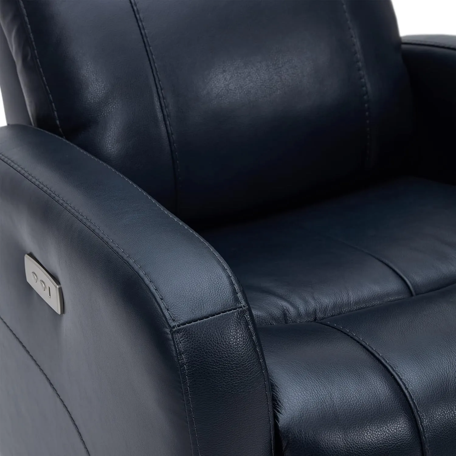CHITA Genuine Leather Power Swivel Glider Recliner Chair for Adults, FSC Certified Electric Nursery Rocker Recliner Chair for Living Room, Navy Blue