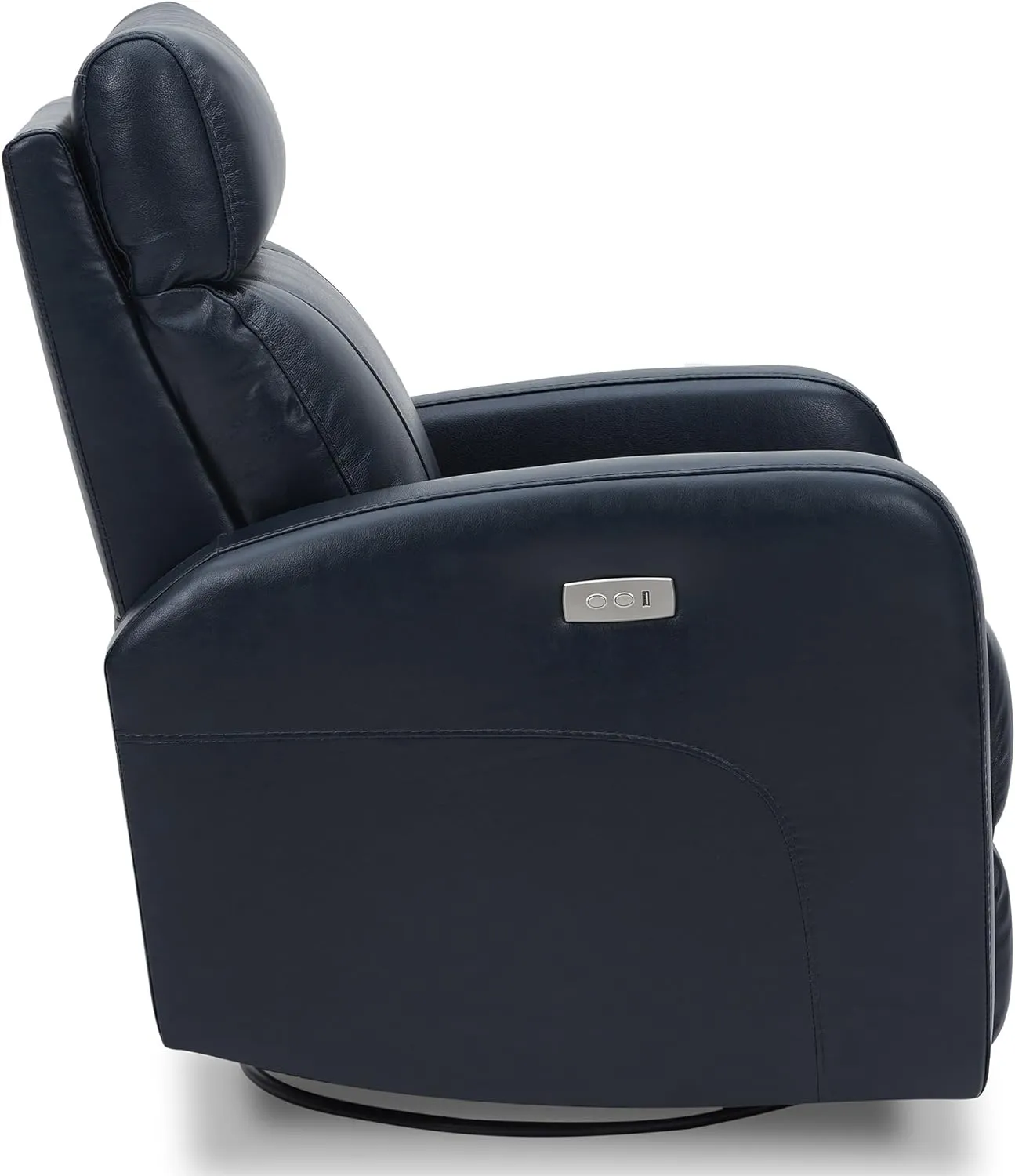 CHITA Genuine Leather Power Swivel Glider Recliner Chair for Adults, FSC Certified Electric Nursery Rocker Recliner Chair for Living Room, Navy Blue