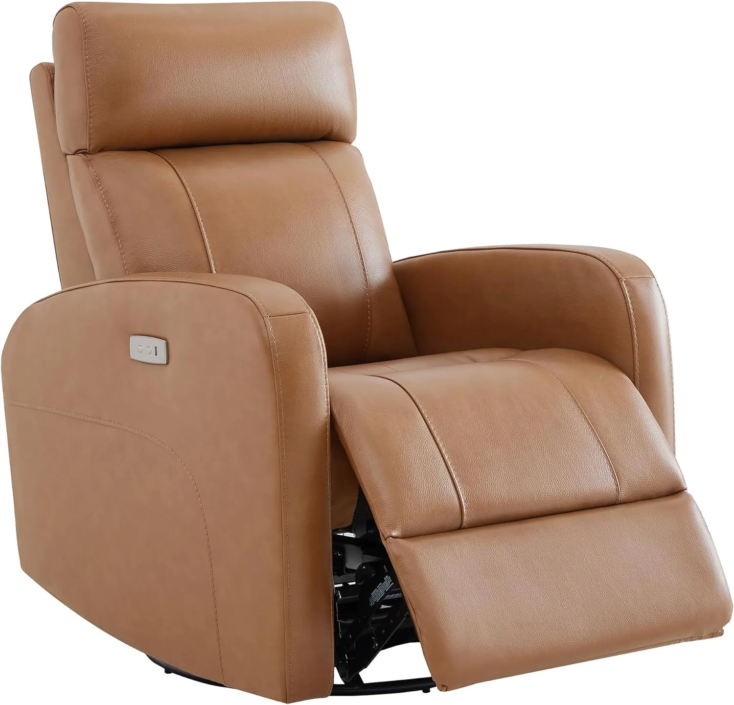 CHITA Genuine Leather Power Swivel Glider Recliner Chair for Adults, FSC Certified Electric Nursery Rocker Recliner Chair for Living Room, Saddle Brown