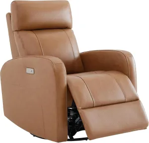 CHITA Genuine Leather Power Swivel Glider Recliner Chair for Adults, FSC Certified Electric Nursery Rocker Recliner Chair for Living Room, Saddle Brown