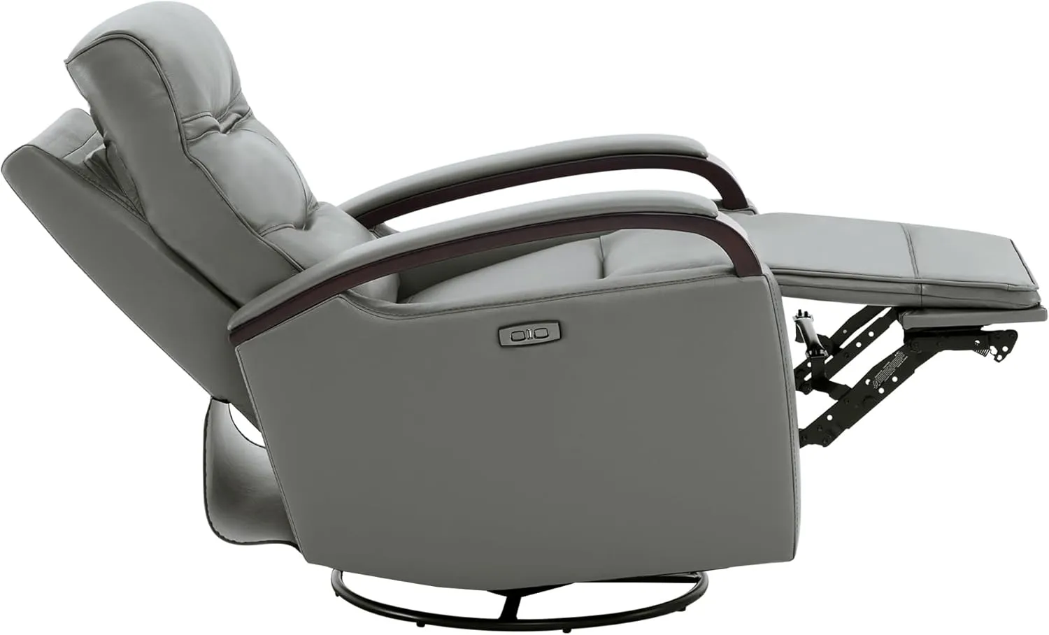 CHITA Genuine Leather Power Swivel Glider Rocker Recliner, FSC Certified Mid Century Modern Recliner Chair for Adults, Adjustable Power Headrest, for Nursery and Living Room, Haze