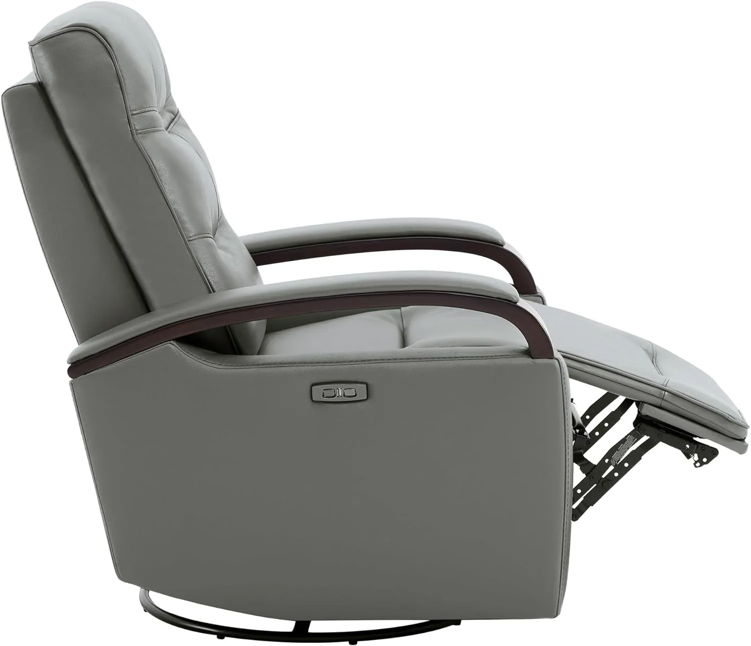 CHITA Genuine Leather Power Swivel Glider Rocker Recliner, FSC Certified Mid Century Modern Recliner Chair for Adults, Adjustable Power Headrest, for Nursery and Living Room, Haze