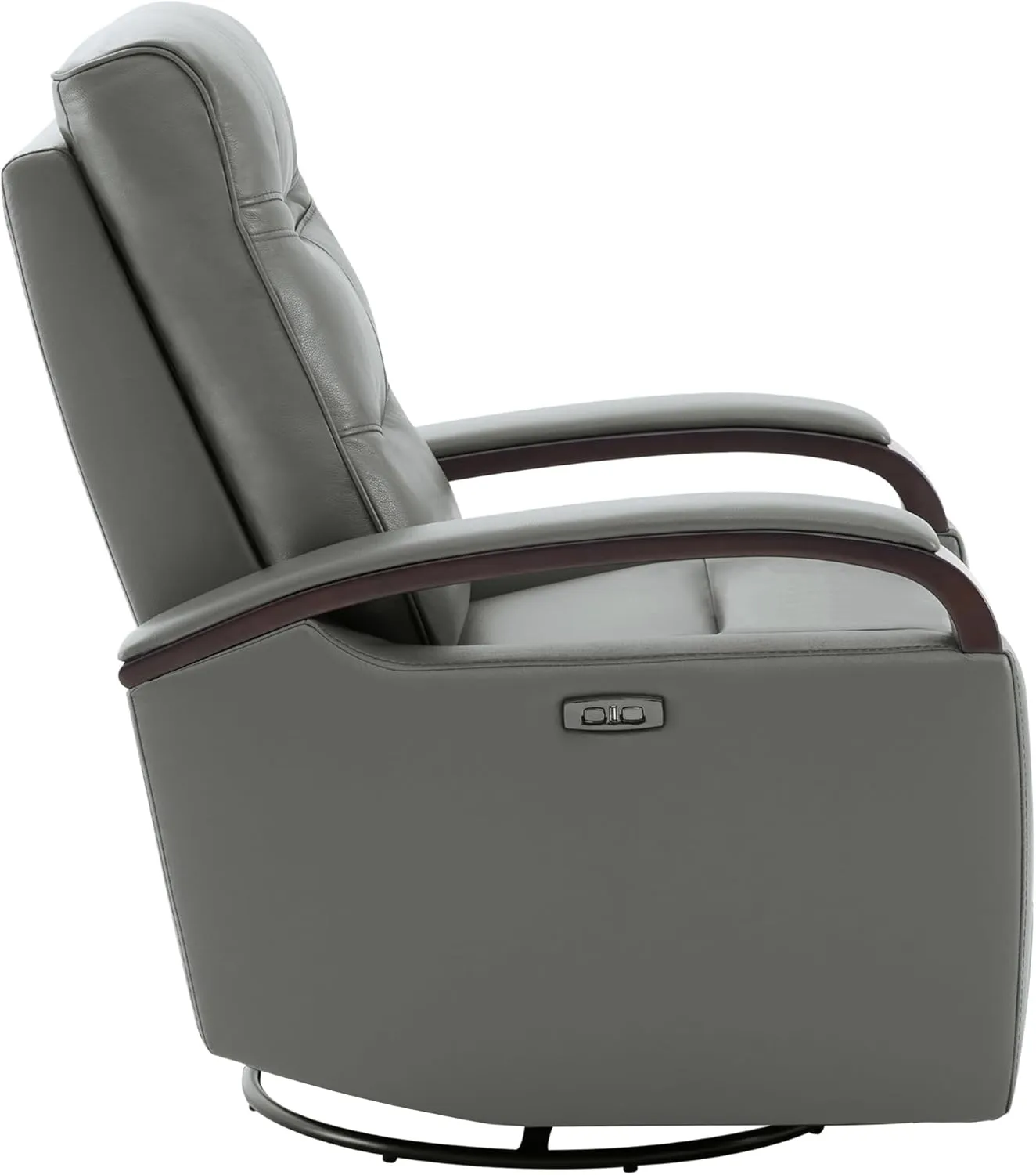 CHITA Genuine Leather Power Swivel Glider Rocker Recliner, FSC Certified Mid Century Modern Recliner Chair for Adults, Adjustable Power Headrest, for Nursery and Living Room, Haze