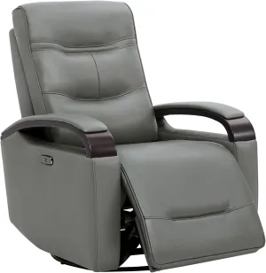CHITA Genuine Leather Power Swivel Glider Rocker Recliner, FSC Certified Mid Century Modern Recliner Chair for Adults, Adjustable Power Headrest, for Nursery and Living Room, Haze