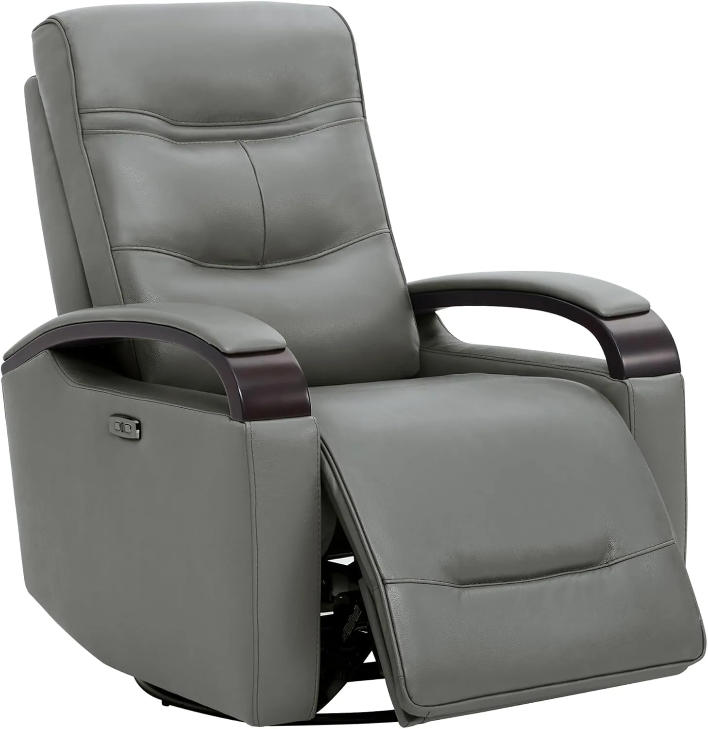CHITA Genuine Leather Power Swivel Glider Rocker Recliner, FSC Certified Mid Century Modern Recliner Chair for Adults, Adjustable Power Headrest, for Nursery and Living Room, Haze