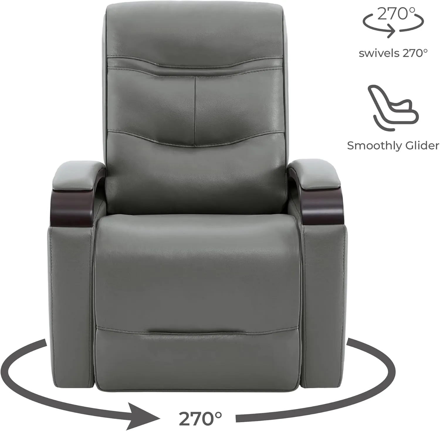 CHITA Genuine Leather Power Swivel Glider Rocker Recliner, FSC Certified Mid Century Modern Recliner Chair for Adults, Adjustable Power Headrest, for Nursery and Living Room, Haze