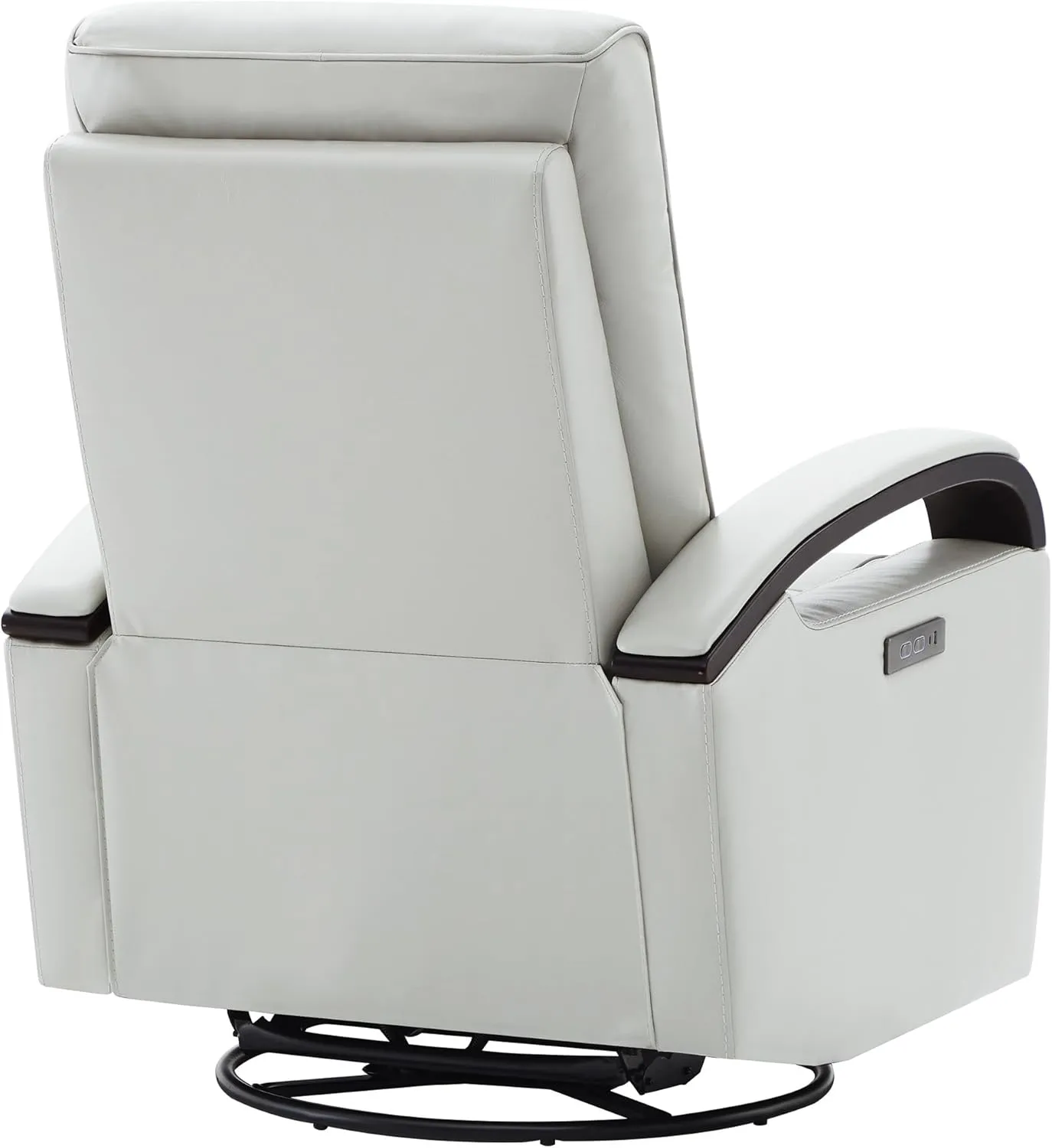 CHITA Genuine Leather Power Swivel Glider Rocker Recliner, FSC Certified Mid Century Modern Recliner Chair for Adults, Adjustable Power Headrest, for Nursery and Living Room, Light Grey