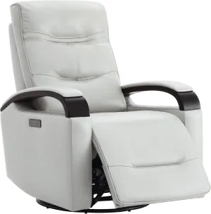 CHITA Genuine Leather Power Swivel Glider Rocker Recliner, FSC Certified Mid Century Modern Recliner Chair for Adults, Adjustable Power Headrest, for Nursery and Living Room, Light Grey