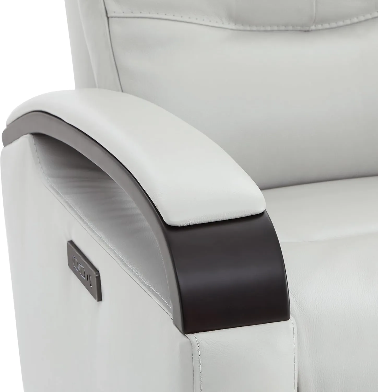 CHITA Genuine Leather Power Swivel Glider Rocker Recliner, FSC Certified Mid Century Modern Recliner Chair for Adults, Adjustable Power Headrest, for Nursery and Living Room, Light Grey