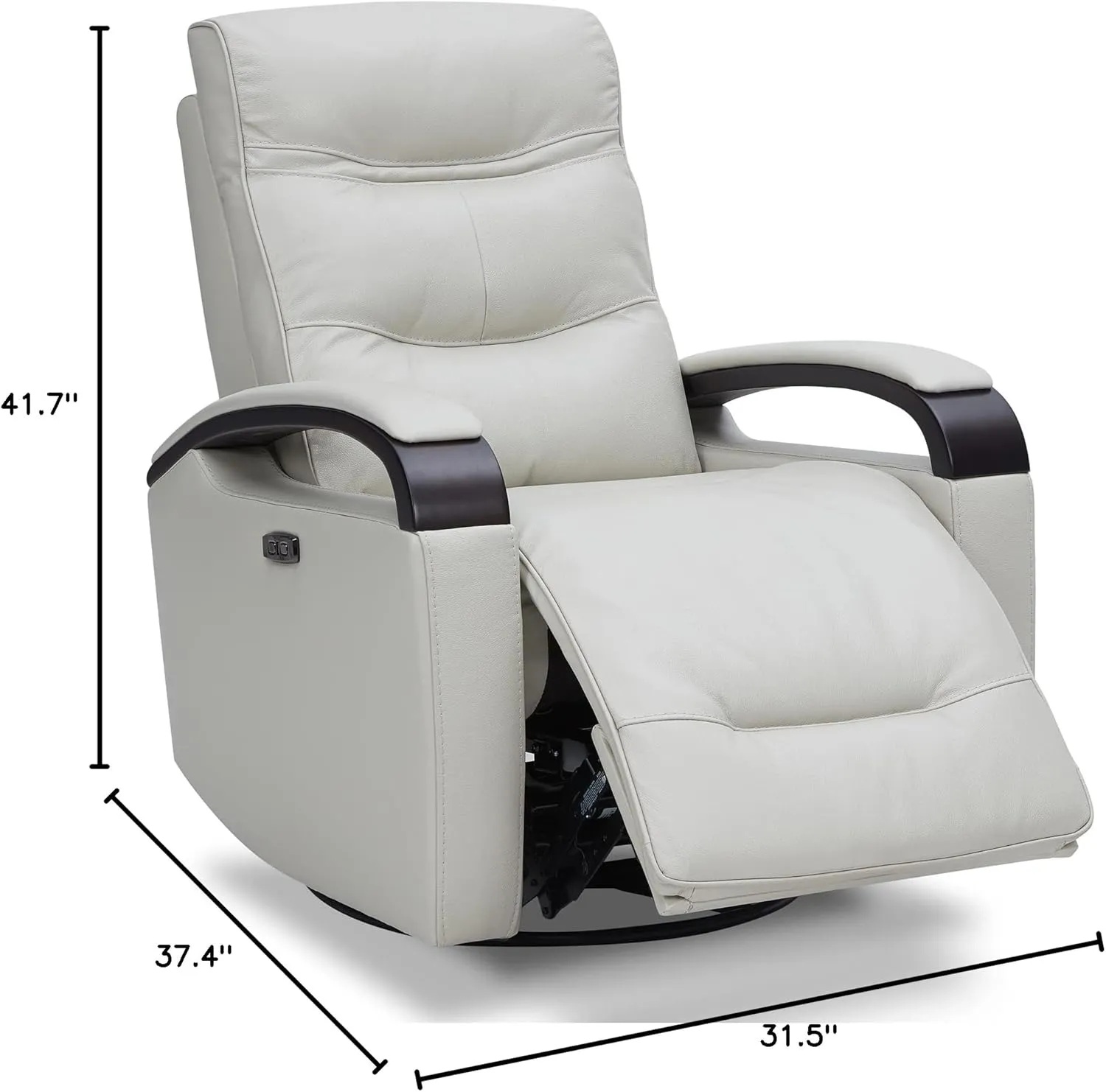 CHITA Genuine Leather Power Swivel Glider Rocker Recliner, FSC Certified Mid Century Modern Recliner Chair for Adults, Adjustable Power Headrest, for Nursery and Living Room, Light Grey
