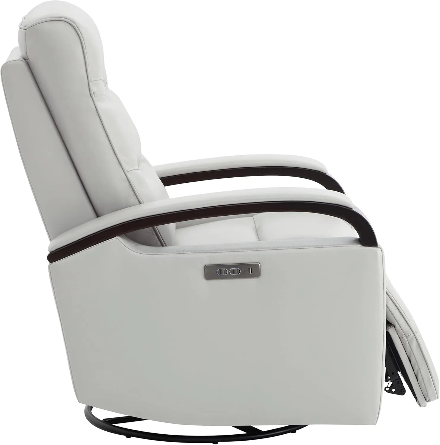 CHITA Genuine Leather Power Swivel Glider Rocker Recliner, FSC Certified Mid Century Modern Recliner Chair for Adults, Adjustable Power Headrest, for Nursery and Living Room, Light Grey