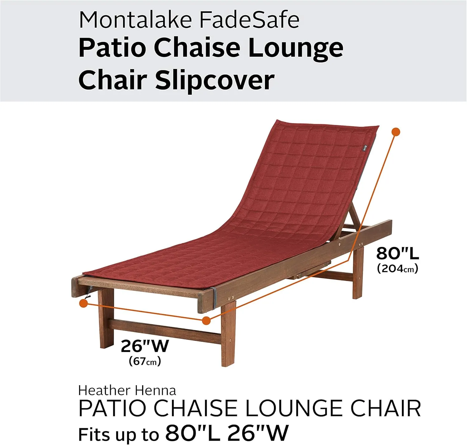 Classic Accessories Montlake Water-Resistant 80 Inch Patio Chaise Lounge Slipcover, Heather Henna, Patio Furniture Covers