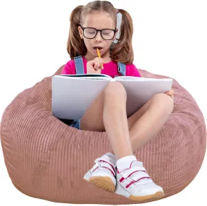 Classic Bean Bag Chair, with Faux Rabbit Fur Cover for Teens and Kids, Memory Foam Bean Bag Chairs, Ultra Soft Faux Fur Fabric, 2.5 feet Round Fluffy Bean Bag Sofa