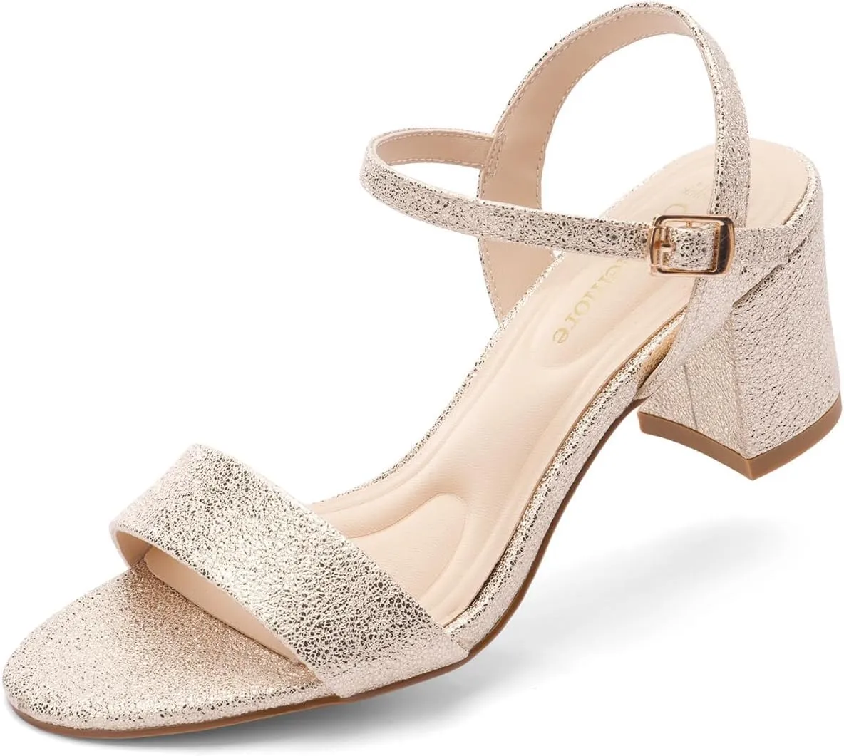 Classic Block Heel Sandals for Women, Comfortable Open Toe Low Chunky Heels [Size Runs Small, 1 Size Up]
