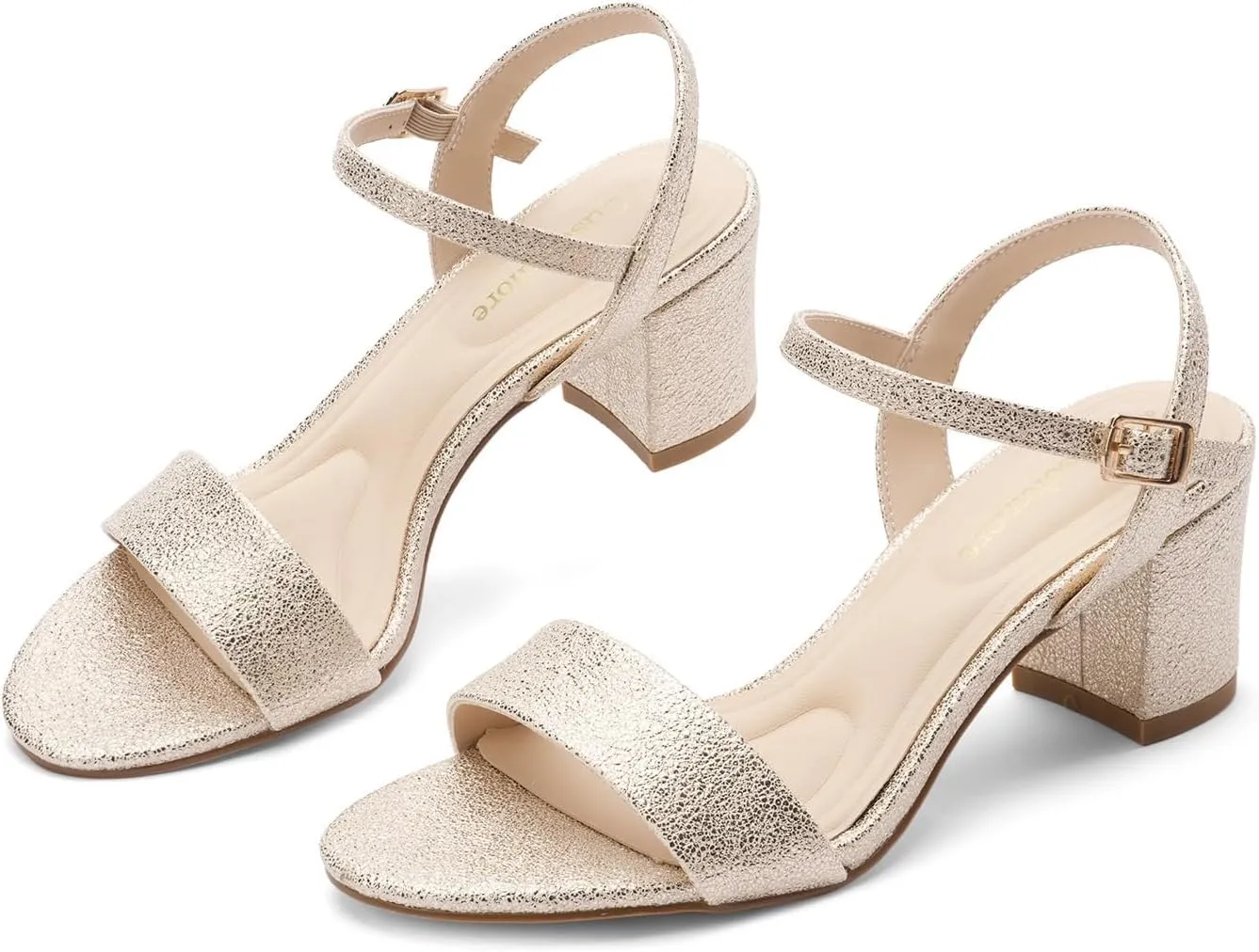 Classic Block Heel Sandals for Women, Comfortable Open Toe Low Chunky Heels [Size Runs Small, 1 Size Up]