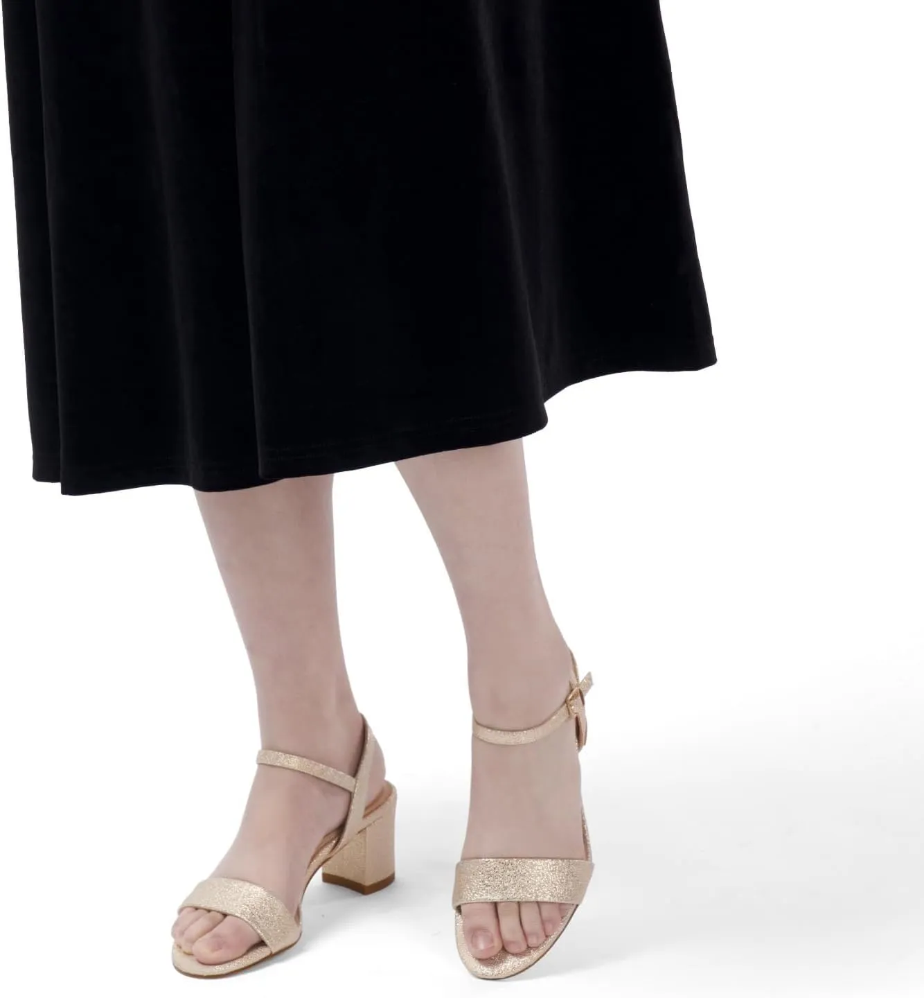 Classic Block Heel Sandals for Women, Comfortable Open Toe Low Chunky Heels [Size Runs Small, 1 Size Up]