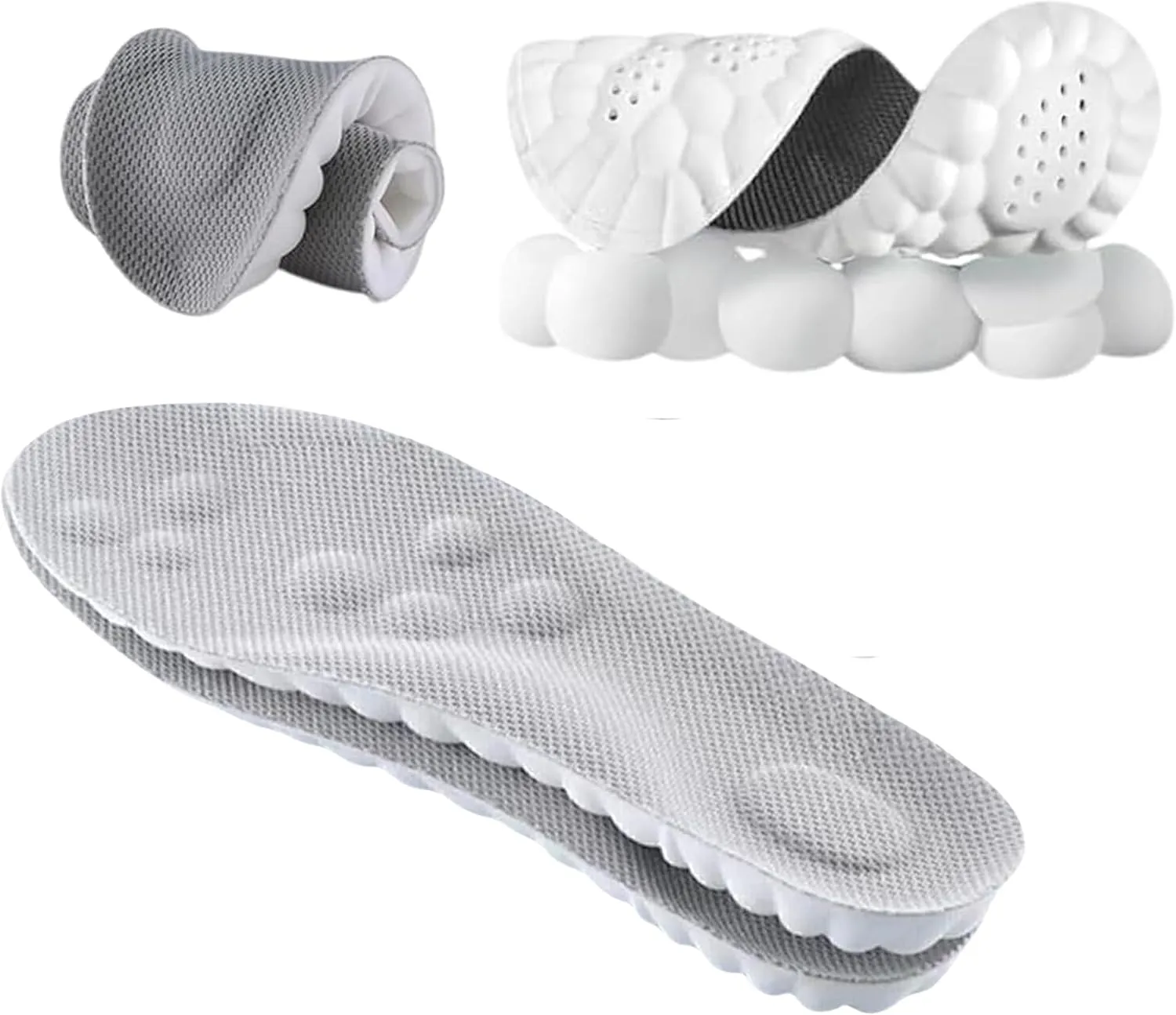 Cloud Insoles for Men Women - 4d Cloud Technology Insole - Super Soft Comfort Insoles - U-Shape Memory Foam Insoles (Gray, Men 9-10.5/Women 10.5-12)