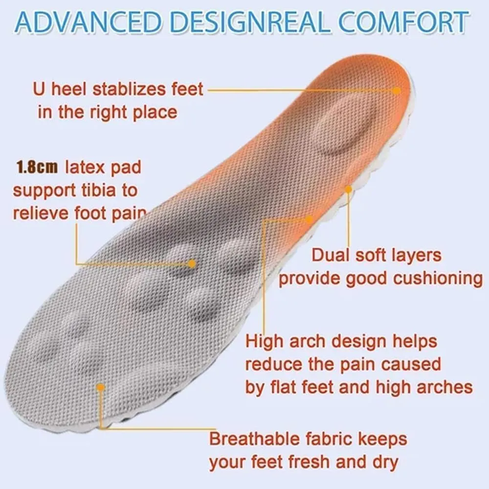 Cloud Step Insoles, 4D Cloud Technology Insole - Super Soft Comfort Insoles, Soft Foot Protection Cloud Feeling Insole, U-Shape Memory Foam Insoles (Gray, Men 9-10.5/Women 10.5-12)