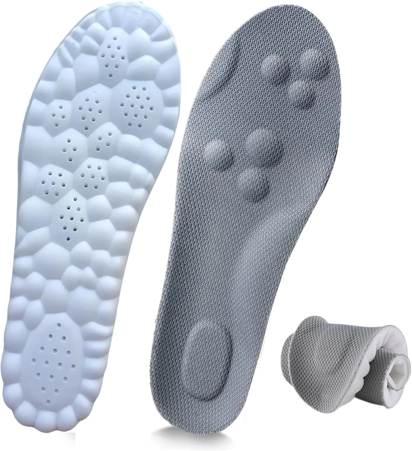 Cloud Step Insoles, 4D Cloud Technology Insole - Super Soft Comfort Insoles, Soft Foot Protection Cloud Feeling Insole, U-Shape Memory Foam Insoles (Gray, Men 9-10.5/Women 10.5-12)
