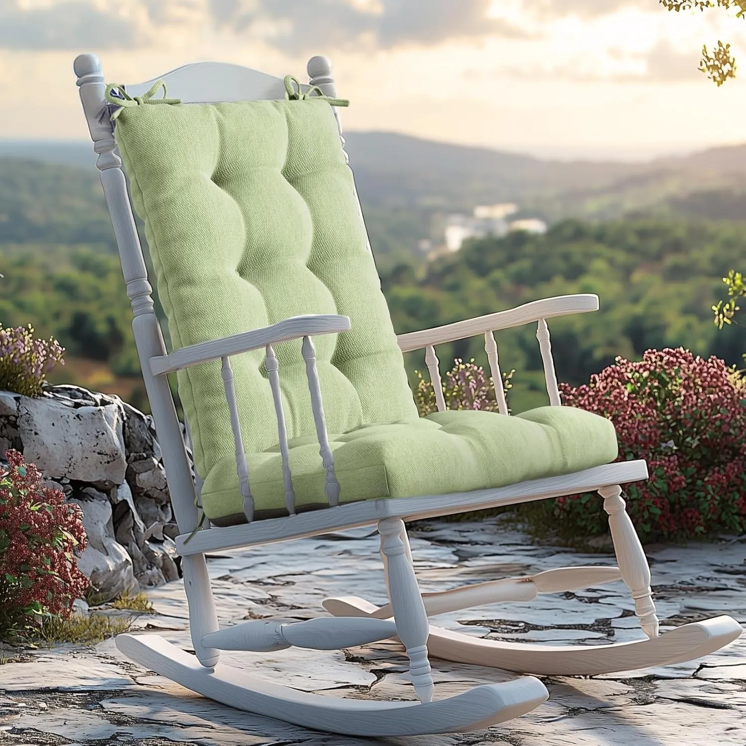 Codi Outdoor Rocking Chair Cushions, Water Resistant Rocker Chairs Replacement Cushion Set for Patio Porch Garden, Sage 1PK