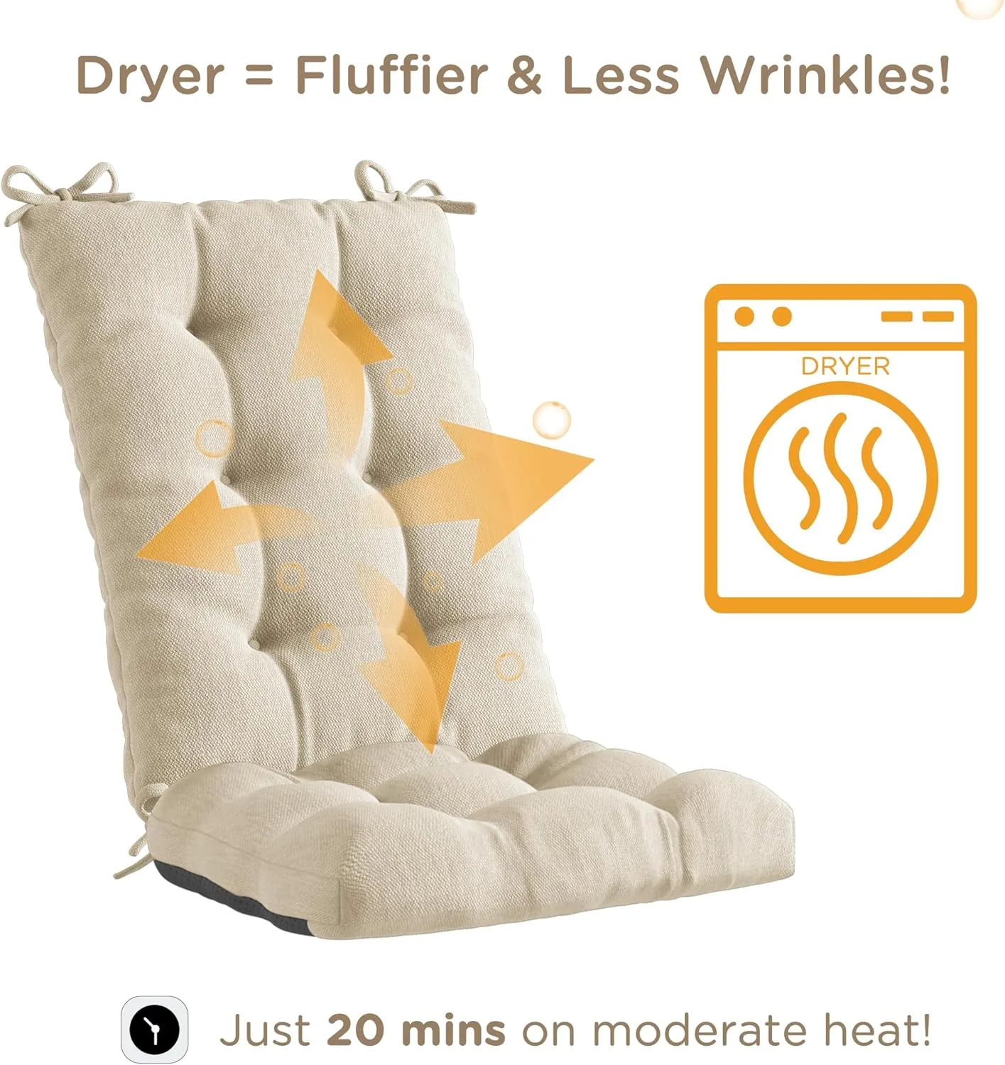 Codi Rocking Chair Cushions Indoor, Extra Large Water Resistant Glider Rocker Replacement Cushion Set for Patio Porch Garden, Beige 1PK
