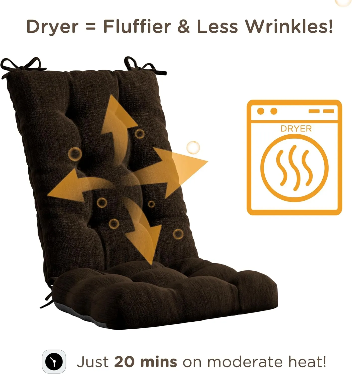 Codi Rocking Chair Cushions Indoor, Extra Large Water Resistant Glider Rocker Replacement Cushion Set for Patio Porch Garden, Brown 1PK