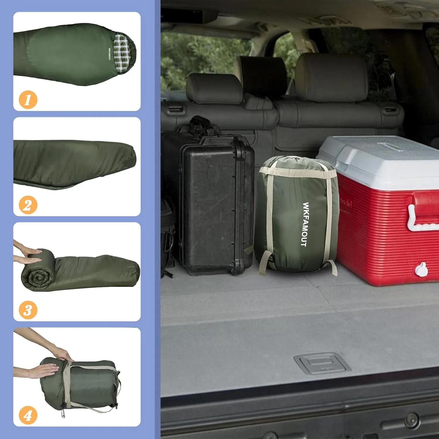 Cold Weather Mummy Sleeping Bag Flannel 0 Degree Winter Sleeping Bag Machine Washable Heavy Duty for Adults,Teenager with Compression Sack 4 Seasons for Camping Hiking Traveling