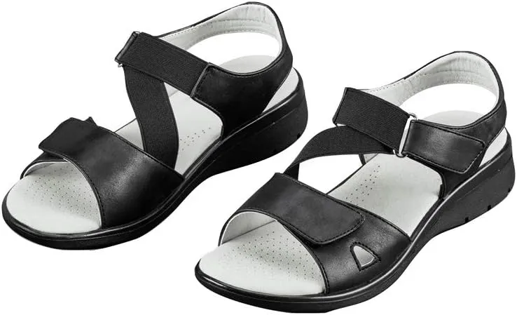 Collections Etc Adjustable Stretch Strap Sandals with Cushioned Insoles