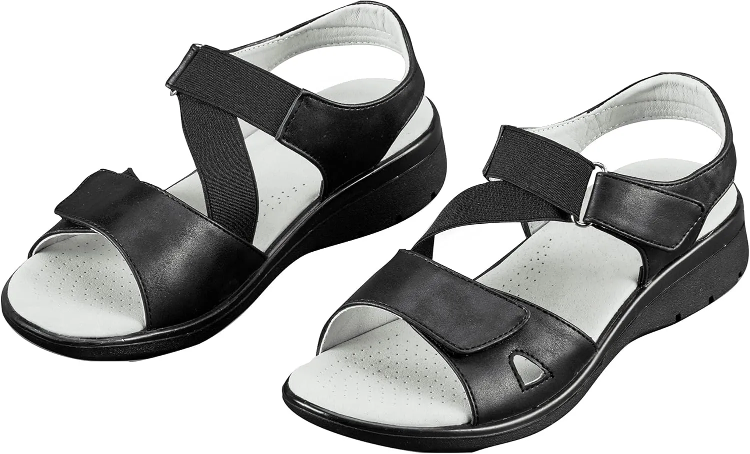 Collections Etc Adjustable Stretch Strap Sandals with Cushioned Insoles