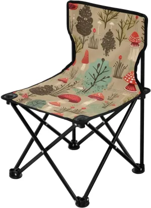 Colorful Mushroom Portable Outdoor Folding Chair Anti-Slip Padded Oxford Cloth Stool Camping Chair Small for Beach Hiking Fishing Gardening Quad Camp Chair
