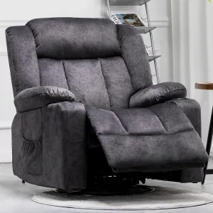 COMHOMA Recliner Chair,360° Swivel Rocker Glider Recliners with Cup Holders, Upholstered Fabric Rocking Chair for Adults,Manual Reclining Single Sofa for Living Room,Gray